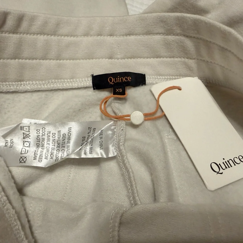 Quince SuperSoft Fleece Cropped Wide Leg Pants Cream XS - Picture 2 of 3